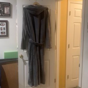 Mens Plush Fleece hooded bathrobe